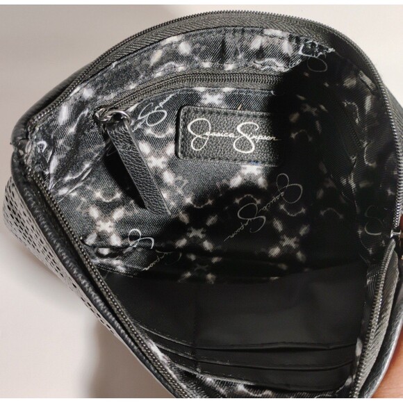Jessica Simpson Black 2 Zipper Clutch Handbag - Picture 5 of 8